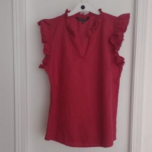 Elegant Ruffled Red Blouse